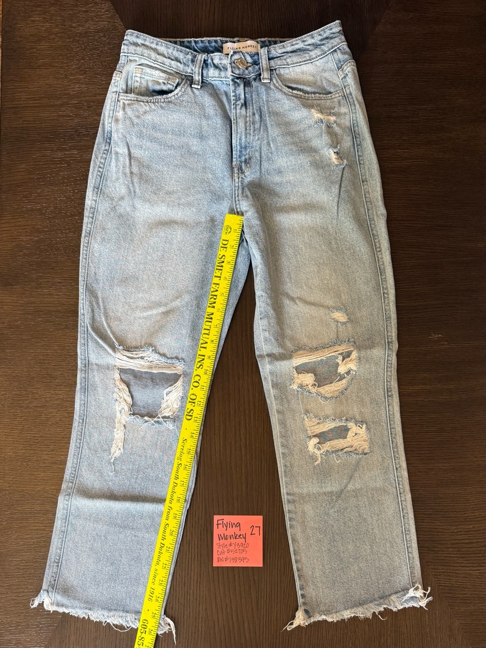 Flying Monkey Light Blue Distressed Straight Jeans